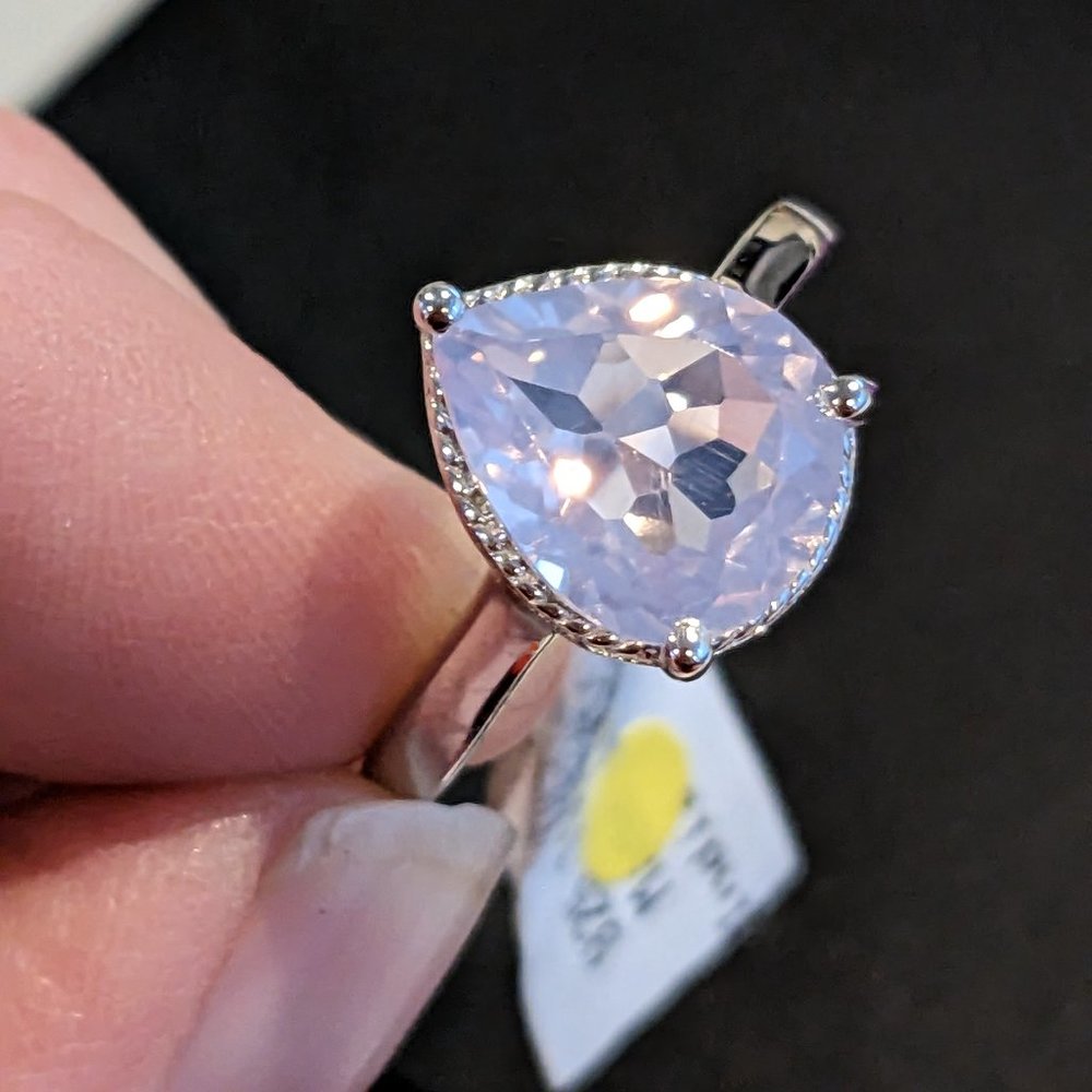 Size 9 3.75ct Lavander Quartz Ring in Sterling Silver